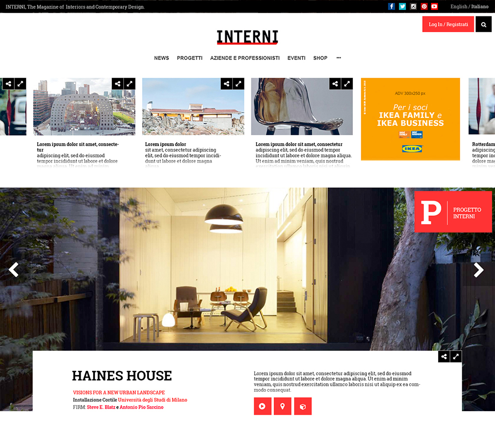 Interni Magazine, grafica home